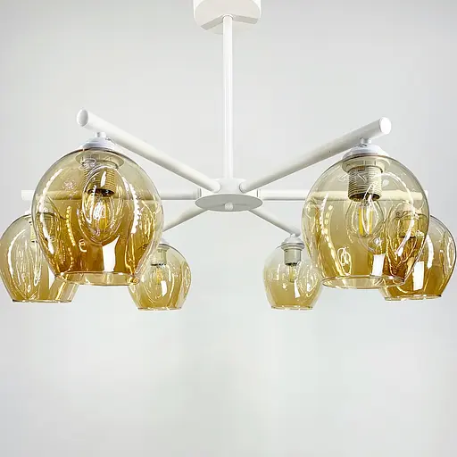 Потолочная люстра на 6 плафонов в белом корпусе Line.F K 149/6 WT+BR - фото 1