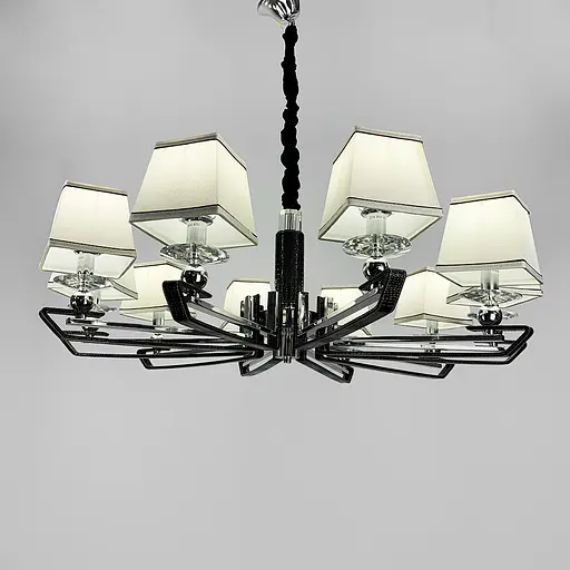 Люстра с черной экокожией на 10 абажуров Line.F S 1449/10 BK - фото 1