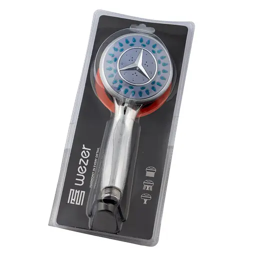 Ручной душ круглый, 3 режима, хром/синий (мерседес) Wezer WKY-47, Хром - фото 1