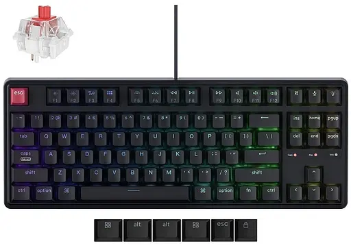 Клавіатура Keychron C3 Pro V2 87Key K pro Red USB-A QMK Hot-swap 8K EN/UKR RGB Black (C3PX-H1-UA) - фото 1