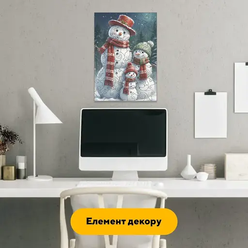 Деревянный фигурный пазл Семья Снеговичков, А4, Деревянная коробка 100 элементов - фото 5