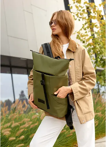 Женский рюкзак Sambag RollTop X хаки 41 х 27 х 18 см (24320119) - фото 7