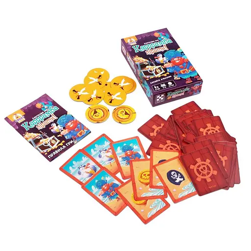 Дитяча карткова гра "Карррамба пірати! Vladi Toys" VT8077-07, 50 карт 12 монет, правила гри - фото 4