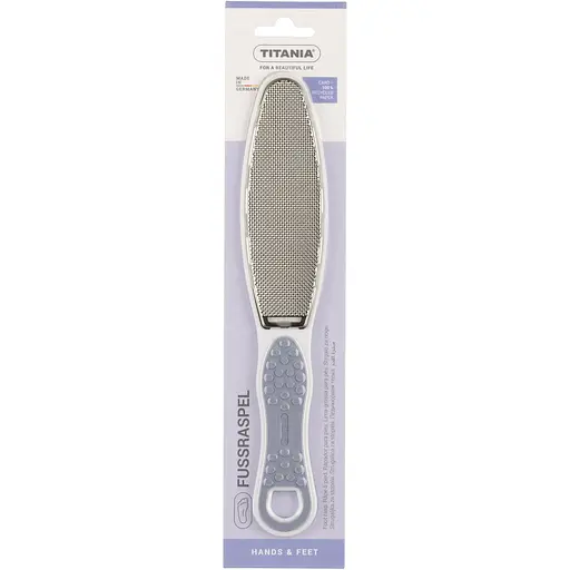 Терка педикюрная Titania двостороння з прогумованою ручкою 17.5 см блідо-синя (33015ST синій) - фото 1