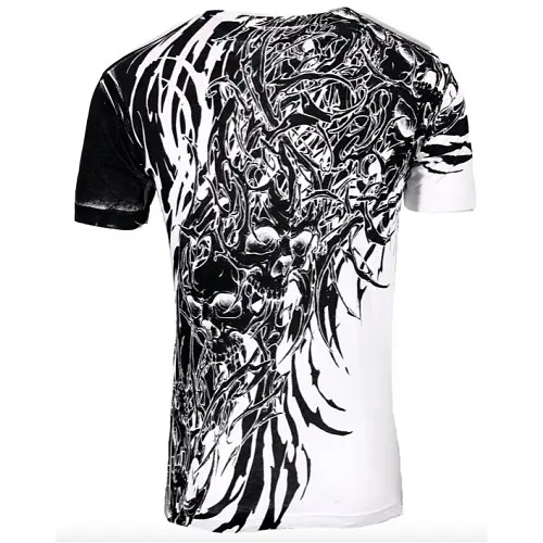 Футболка Xtreme Couture by Affliction Men T-Shirt Brutal CombaT White Skull Biker Tattoo 4XL - фото 2