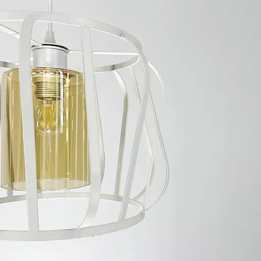 Підвісний світильник із янтарним плафоном у білому корпусі 32×23 см | Арт. 12682/1 WT+AM | Line F - фото 3