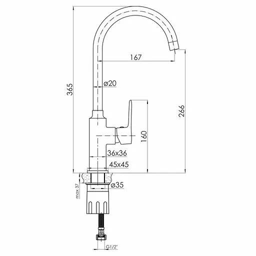 Змішувач для кухні Volle Toledo хром 1551.110101 Хром - фото 2