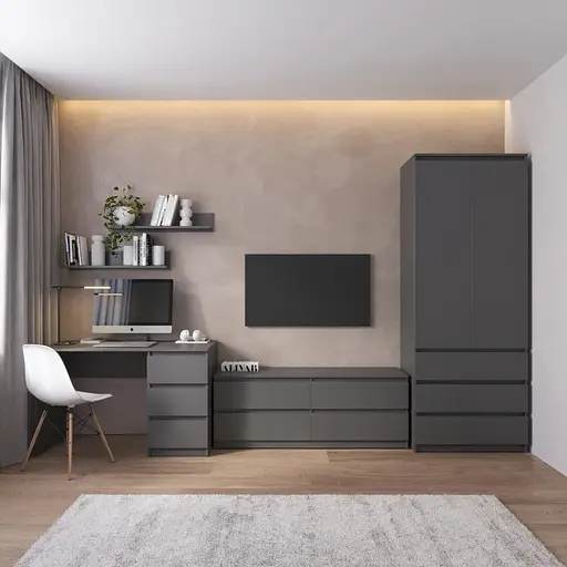 Комплект меблів у вітальню VAYS шафа R-9, тумба R-6, стіл R-1, полиці М-22 - фото 6