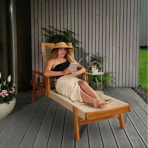 Садовый шезлонг Di Volio Alege из дерева бежевый - фото 2