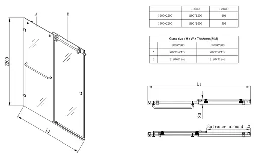 Двері в нішу Koer SR SD06-120x220-TR-01 прозоре скло Easy Clean 8 мм, хром KR5367, універсальні, прозорий, хром - фото 8