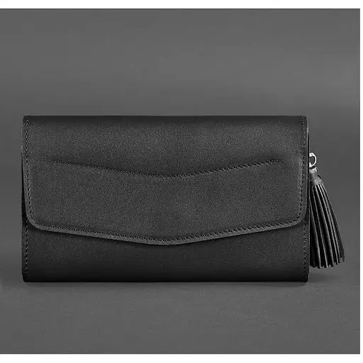 Шкіряна жіноча сумка Еліс чорна - фото 1