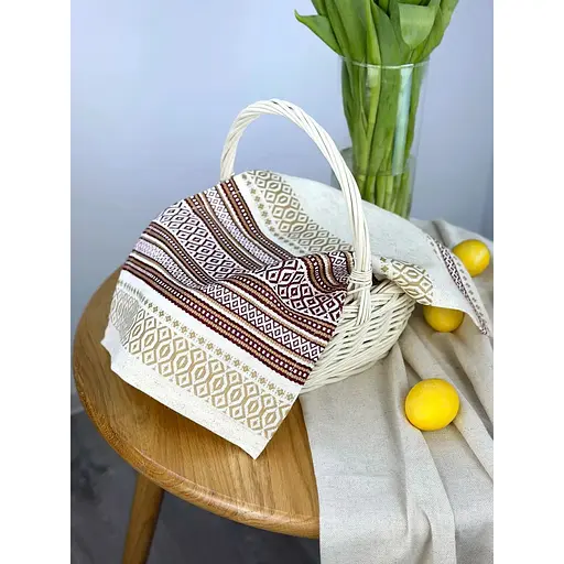 Пасхальное полотенце льняное для корзины Луч 45х30 см Коричневый