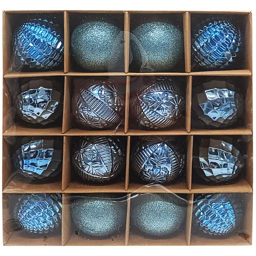 Набір ялинкових іграшок "Кулі" 6279-4/9 Блакитний, 16 шт