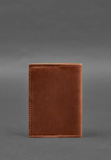 Кожаная обложка для паспорта с картой Украины светло-коричневый Crazy Horse - фото 6