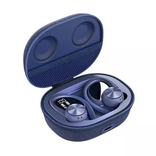 Бездротові спортивні Bluetooth навушники TWS J92 з тканинним зарядним кейсом і сенсорами управління чорні