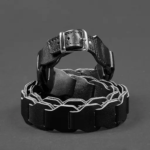 Женский кожаный бохо-ремень BlankNot черный краст - фото 3