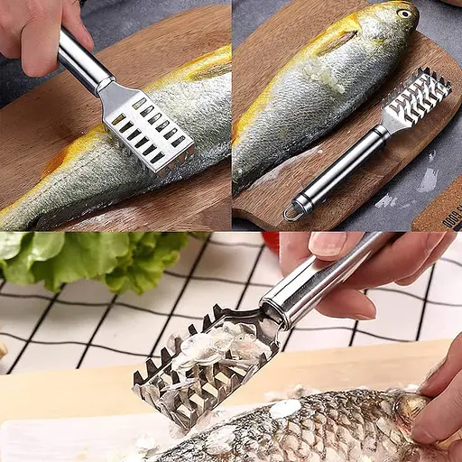 Рибочистка 4-рядна з нержавіючої сталі скребок для швидкого чищення риби 19.5 см, Kitchen Master Сріблястий 86850 - фото 6