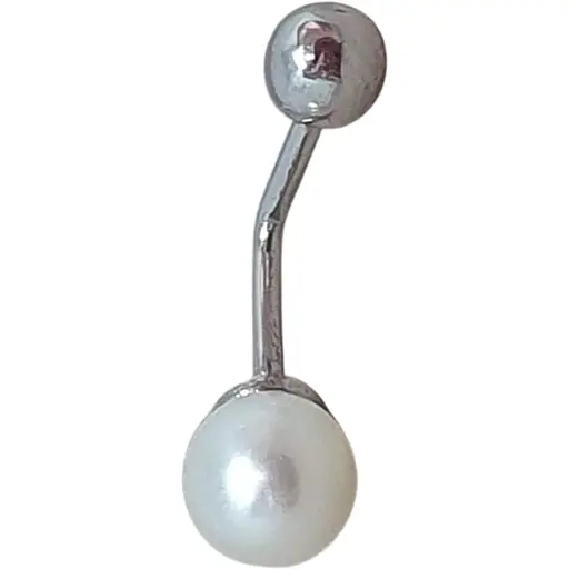 Срібна сережка для пірсингу пупка Umax з перлиною. 7030U