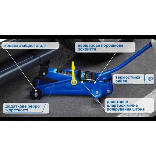 Домкрат гідравлічний підкатний Iron Hand 2 т 125-300 мм 6.3 кг в коробці (IH-125300DP) - фото 6