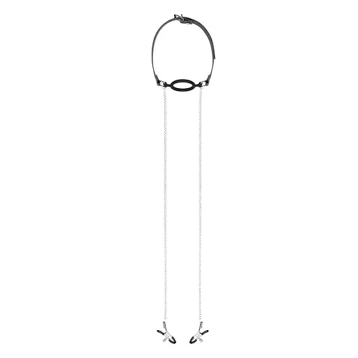 Зажимы для сосков с кляпом Bedroom Fantasies Nipple Clamps & Silicone Gag Ring - фото 2