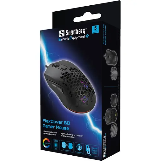 Мишка Sandberg FlexCover 6D Gamer Mouse RGB, ігрова, 12800 dpi., 6кн.Huano чорна - фото 4
