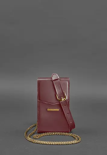 Вертикальна жіноча шкіряна сумка Mini поясна / кроссбоді бордова - фото 3