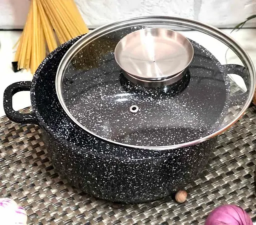 Казан - каструля A-Plus 1462 з мармуровим покриттям з подвійним дном з литого алюмінію для всіх плит з кришкою 5.2 л - фото 4