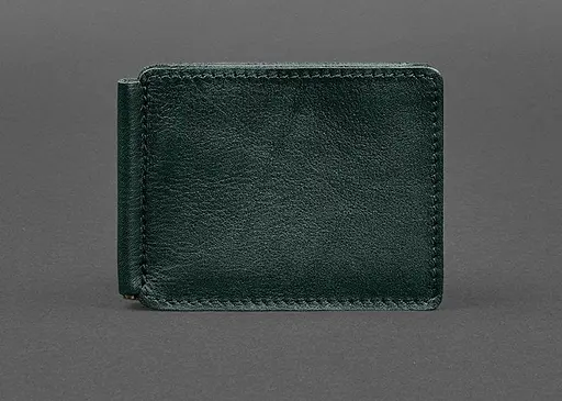 Кожаное портмоне 13.0 зажим зеленый краст - фото 1