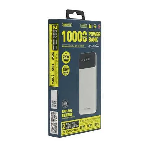 Зовнішній акумулятор REMAX RPP-502 Hunch Series 10000 mAh білий - фото 2