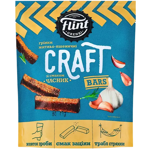 Набор: Сухарики Flint Пшенично-ржаные со вкусом краба 100 г + Гренки ржано-пшеничные Flint Craft Bars Чеснок 80 г - фото 3