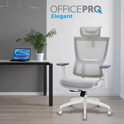 Офісне крісло OfficePro Elegant OC660-W-LG-LG White/Light Gray [148667] - фото 7