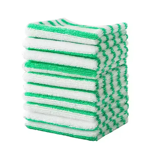 Набір 10 бамбукових серветок для прибирання, миття посуду та поверхонь 18х22 см Білий/Зелений - Багаторазові Міцні - фото 1