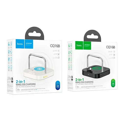 Бездротовий ЗП Magsafe HOCO CQ16B Astute 2-in-1 desktop charger молочно-білий - фото 4
