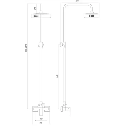 Душова система Topaz Capri TCA 15702-H37 комплект Н-130см, Хром - фото 6