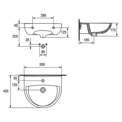 Умивальник Cersanit President 50 см з переливом - фото 5