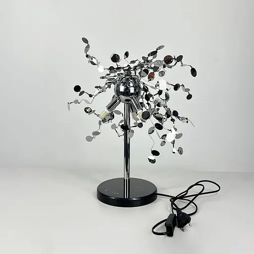 Лампа настольная из гибких хромированных кружочков из металла Ø 50х45 см | Line F | Арт. 1030T CH - фото 3