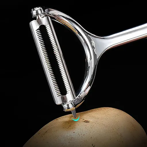 Ніж економка овочечистка для тонкого чищення овочів та фруктів з ультрагострим лезом та ергономічною ручкою, Kitchen Master Сріблястий 87300 - фото 7