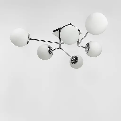 Современная люстра в хроме на 6 белых плафонов Line.F 2693/6 (new) CH+WT - фото 2