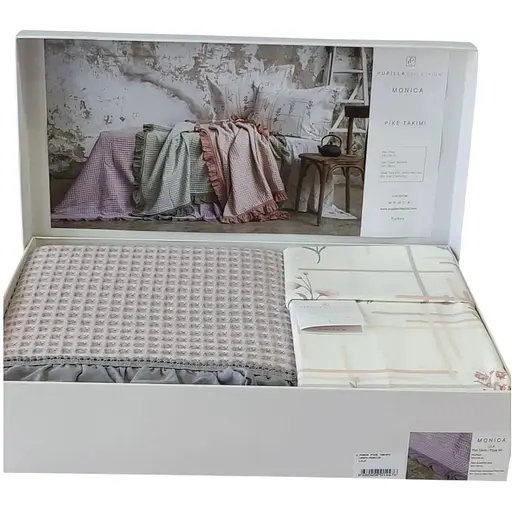 Постельное белье с вафельным покрывалом Pupilla Monica Lila Pupilla pbe0051430 - фото 1