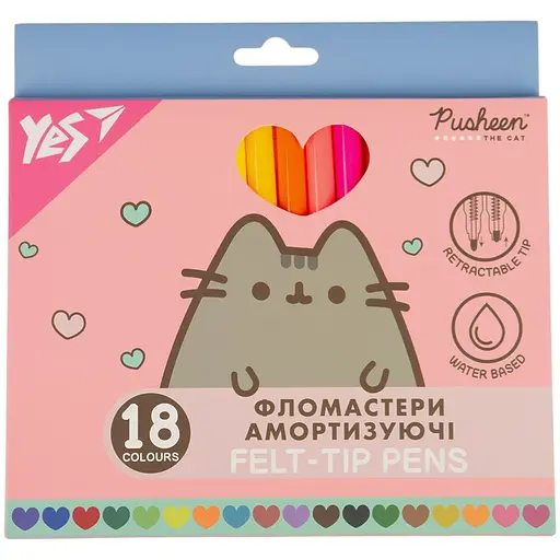 Набір фломастерів Yes Pusheen амортизуючих 18 шт. (650584)
