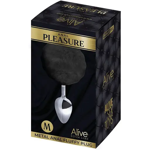 Металева анальна пробка Alive Fluffy Кролячий хвостик Plug M - фото 2