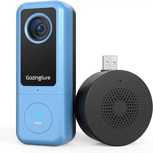 Дверний дзвінок GazingSure з дротовою камерою відеодомофон 2K безпека Wi-Fi