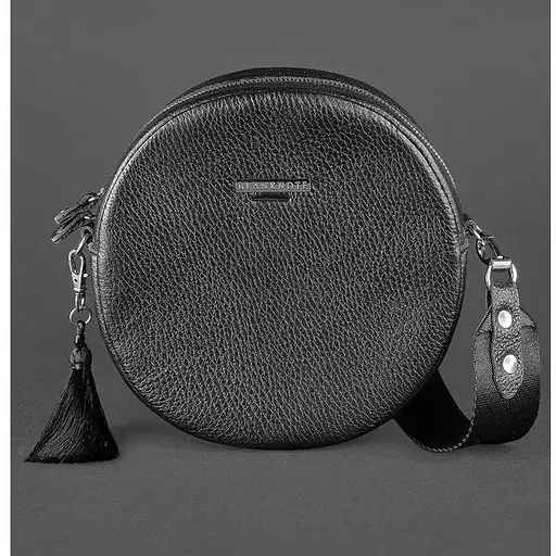 Кругла жіноча шкіряна сумочка Tablet чорна - фото 1