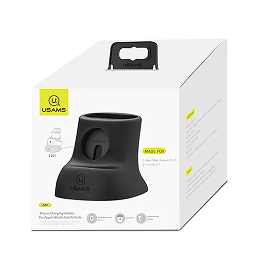 Силиконовая подставка для зарядки Usams US-ZJ051 2in1 Black - фото 2