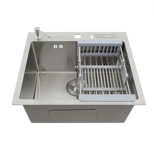 Кухонная мойка накладная из нержавеющей стали 45 см Nett NS-5245, Нержавеющая сталь - фото 9