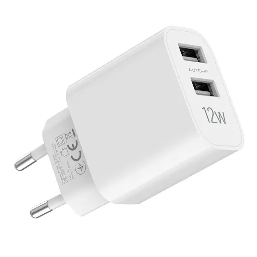 Зарядное устройство сетевое MAKE 12W 2USB 2.4A White - фото 5