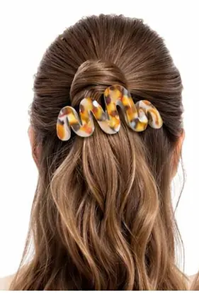 Заколка-крабик для волос волнистая 11 см с мелкими блестящими стразами, металлический зажим, коричневый - фото 2