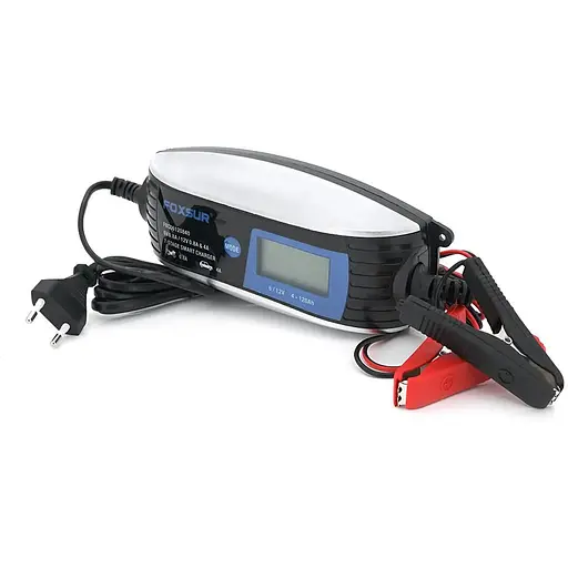 Автоматическое ЗУ для аккумулятора Foxsur FBC061200840 6/12V,100-240V,4A, LCD, клеммы (AGM/GEL/Lead)