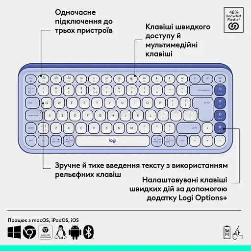 Клавіатура Logitech Pop Icon Keys Lilac (920-013074) - фото 6