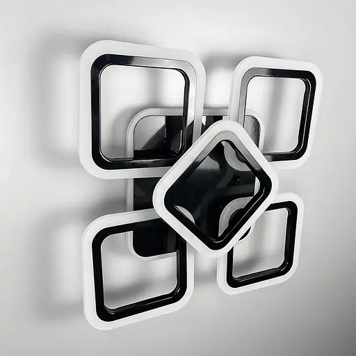 Стельова чорна люстра LED на 4+1 ріжки-квадрати | Арт. A 2400/4+1S RGB BK BK | Line F - фото 4